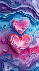 Valentine Valentine's Day Heart Hearts Paper Cut Phone Wallpaper Background Illustration
