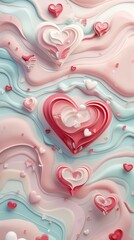 Valentine Valentine's Day Heart Hearts Paper Cut Phone Wallpaper Background Illustration
