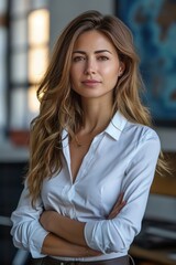 Fototapeta premium Corporate Business Photography of a Visionary Business Woman, Generative AI