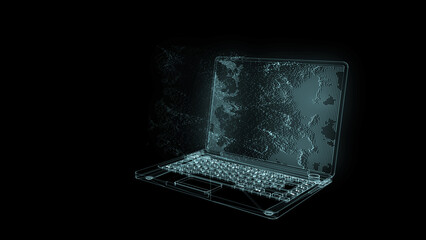 High-tech computer illustration in technical drawing style 