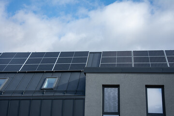 solar panels on rooftop modern village