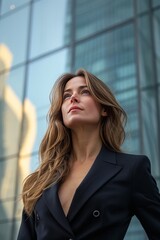 Fototapeta premium Corporate Business Photography of a Visionary Business Woman, Generative AI