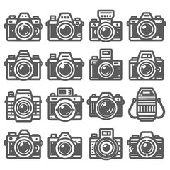 Flat silhouettes Camera icons collections Vector illustration generated by Ai