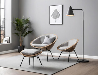 Minimalistic Reading Nook - Eco-Friendly Industrial Chic with Subdued Tones Gen AI