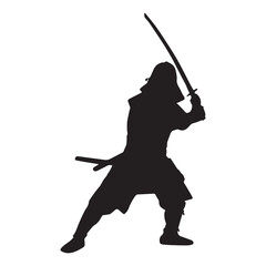 Naklejka premium samurai silhouette isolated black on white background vector illustration