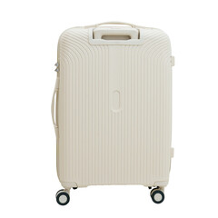 Transparent white Luggage Collection. Stylish Travel Bags and Accessories.  white suitcase isolated...