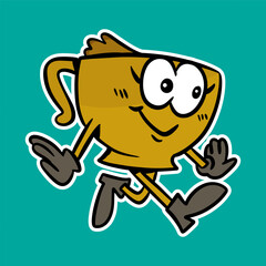 groovy cup mascot vector illustration