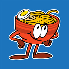 groovy ramen mascot vector illustration