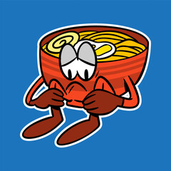 groovy ramen mascot vector illustration
