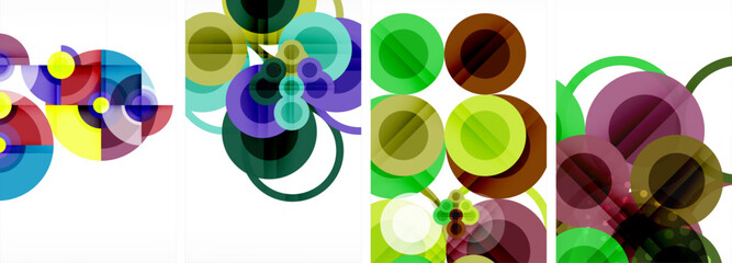 Charming geometric abstract posters. Mesmerizing set of circles, each design a harmonious blend of form and color. Elevate your design with modern, visually striking art