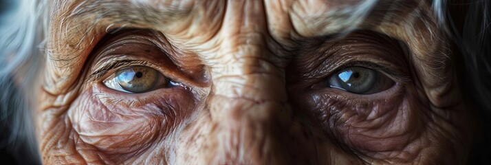 Closeup of old woman eyes. Animal photograph made with generative AI