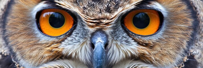 Closeup of owl eyes. Animal photograph made with generative AI