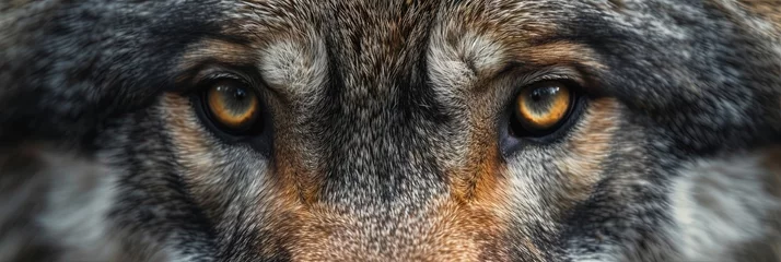 Schilderijen op glas Closeup of wolf eyes. Animal photograph made with generative AI © Brian
