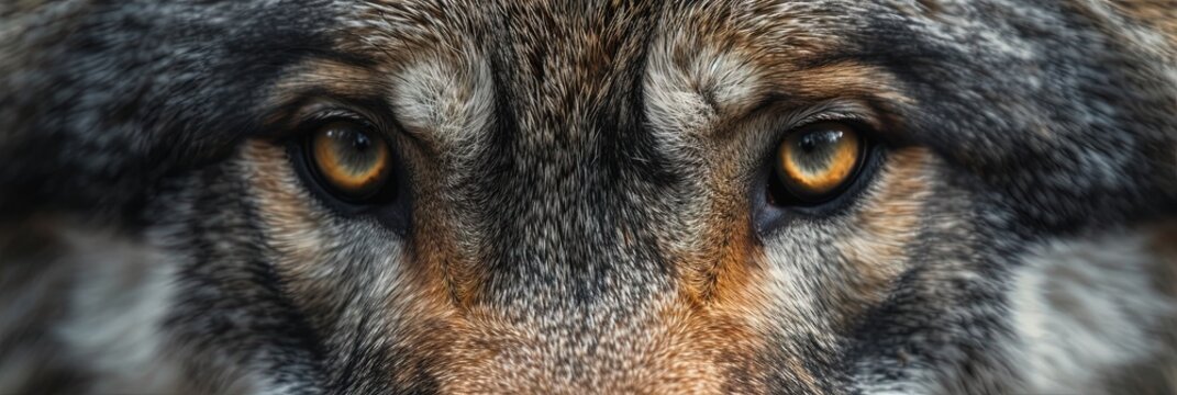 Closeup of wolf eyes. Animal photograph made with generative AI