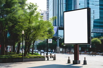 blank billboard mock up isolated on white background in city square