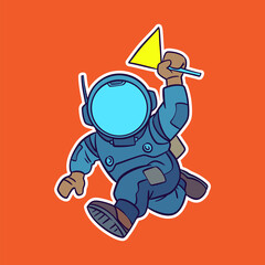 Isolated astronaut cartoon illustration