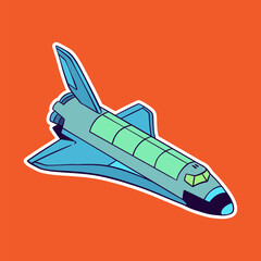 Isolated Spacecraft Cartoon Illustration