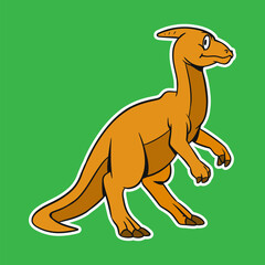Isolated Dinosaur Standing Cartoon Illustration