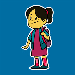 little girl smiling cartoon illustration