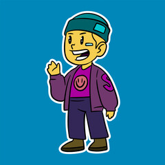 little boy smiling cartoon illustration