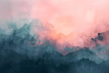 Keuken foto achterwand Ethereal abstract landscapes, using digital brush strokes and a pastel color palette, ideal for creative backgrounds, evoking serene and imaginative vistas. © JewJew