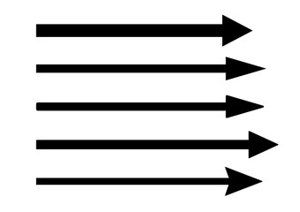 Straight long arrow pointing right. Arrow shape elements set