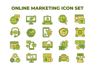 Icons set of online marketing vector illustration