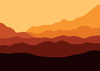 Beautiful landscape mountains. Vector illustration in flat style.