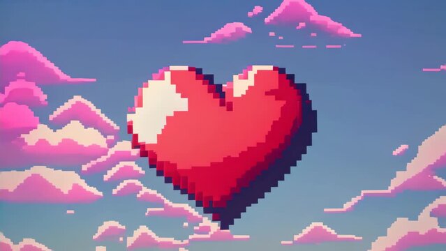 Valentine card background pixel art style graphic.