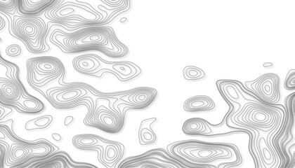 Grey outline topographic contour map abstract tech graphic design. Geometric background. Vector illustration