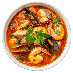 Bouillabaisse, transparent background, isolated image, generative AI