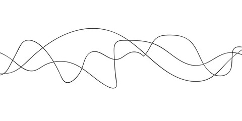 Curve wave seamless pattern. Thin line wavy abstract vector background. Abstract continuous lines drawing on white as background.