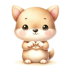 cute cartoon animal character giving heart shape banner website, happy valentine day text illustration greeting card holidays sending love happy