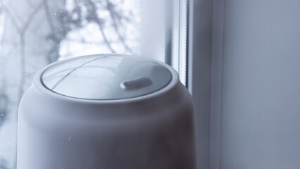 Steam evaporator against the background of a window