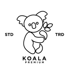 Koala outline logo icon. Australian animal for web and design template