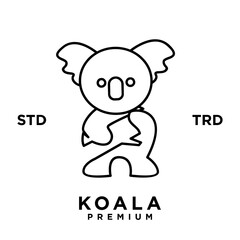 Koala outline logo icon. Australian animal for web and design template
