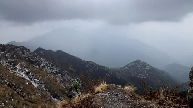Zuluk, snowfall, road, mountains, winter,  east Sikkim, travel, landscape, Sikkim, India