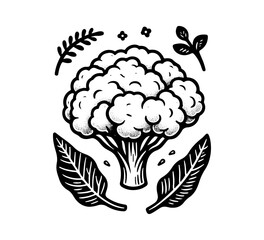 Cauliflower hand drawn vector vegetable illustration