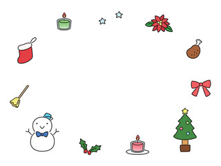 Fototapeta premium クリスマスの円形フレーム