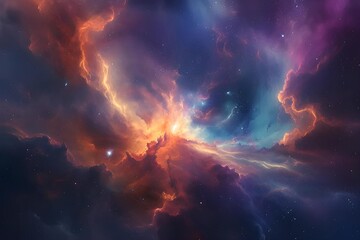 Fototapeta premium Cosmic abstract scenes, blending nebulas and starfields with digital art techniques, for science fiction book covers, transporting readers to otherworldly realms.