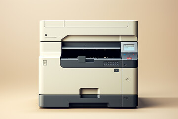 Modern multifunction printer on a beige background. 3d rendering