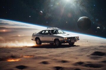 Fototapeta na wymiar sport car on the mars planet 