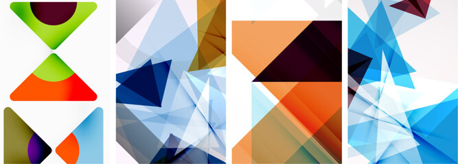 Triangle poster geometric background set