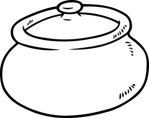Vector Cartoon Hand Drawn Cooking Clay Pot Line Art