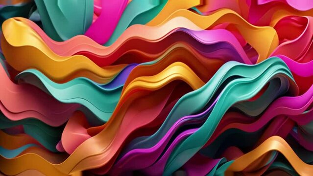 Abstract background. Colorful twisted shapes in motion. Digital art for poster, flyer, banner background or design element. Soft textures on pastel background.