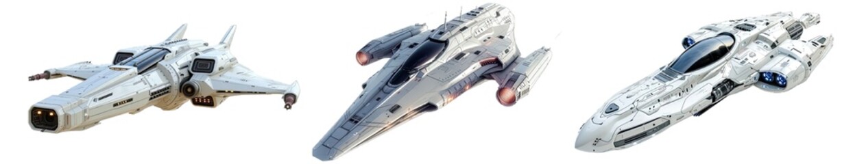 Collection of PNG. Space ship isolated on a transparent background.
