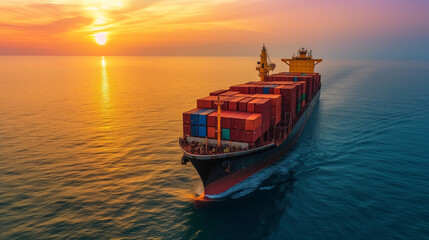 Fototapeta premium Container ship on the ocean