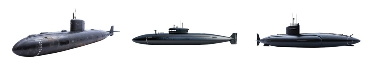 Collection of PNG. Submarine isolated on a transparent background.