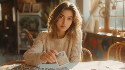 A woman lays out tarot cards on the table, fortune telling, predicting the future. Astrology, Astrologer consultation, horoscope and mystic energy
