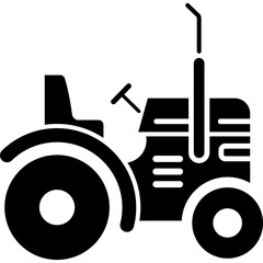 Isolated white background image of a tractor icon, representing transportation and machinery in agriculture and construction industries